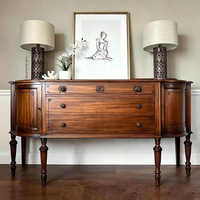 Lemari Bufet Kayu Antik Model Demi Lune Vintage, Kabinet Cherry Antik, Credenza Melengkung, Meja Konsol Shabby Chic