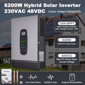 Système solaire hors réseau pour stockage UE, onduleur hybride MPPT à onde sinusoïdale pure 50V 6.2KW 220V 230V monophasé - Product Image 3
