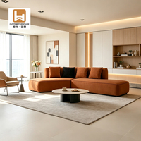 Ensemble de canapés modulaires multifonctionnels réglables de style américain, petit canapé moderne en bois et tissu velours pour salon