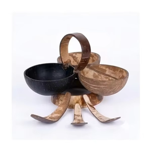 Ensemble de service artisanal en coquille de noix de coco, écologique et naturel, pour fruits secs, noix, épices et sauces - Product Image 2