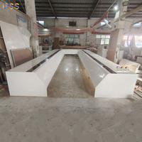 Table de réunion en forme de U et chaises, bureau de salle de réunion moderne en acier inoxydable avec plateau en pierre artificielle, grand bureau de conférence pour bureau