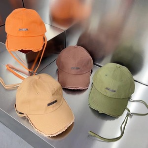 Gorra de béisbol de algodón de 6 paneles color naranja desgastado para adultos, con patrón de letras, tela común, insignia metálica y cordón, al por mayor. - Product Image 3
