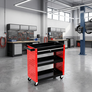 Chariot à outils silencieux robuste en acier à 3 niveaux, chariot de manutention plat personnalisé pour entrepôt industriel et atelier - Product Image 2