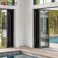 Porte intérieure en verre et métal pliante aux normes européennes avec cadre en acier rétractable Porte en fonte de fer Cloison de séparation pour balcon