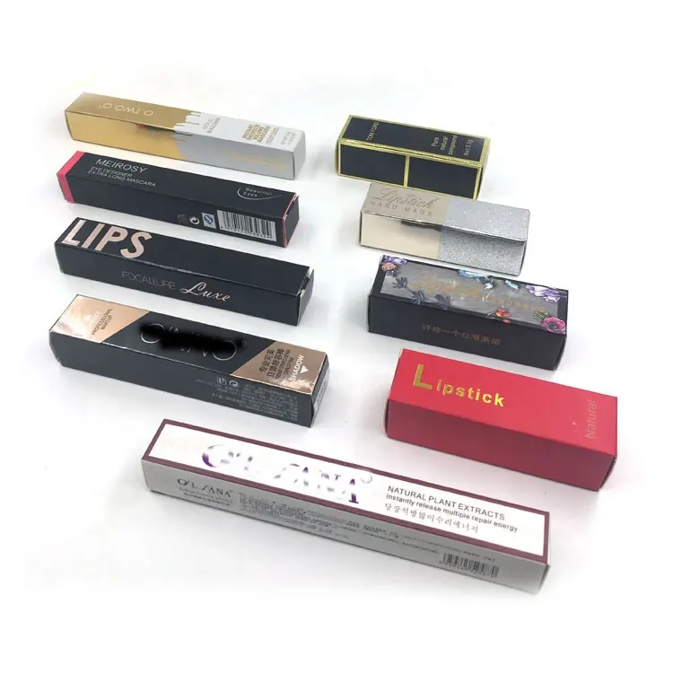 Роскошные Дизайнерские картонные коробки для помады, подводки для глаз, косметики, бумажные коробки для блеска для губ, упаковочная коробка
