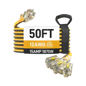 50ft Heavy Duty công nghiệp SJT mở rộng dây 12/3 đo 15A IP65 không thấm nước LED thắp sáng khóa NEMA cắm 5 cửa hàng - Product Image 1