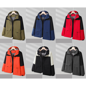 Warm Fleece Lined Color Block Hooded <b>Windbreaker</b> Waterproof Custom Logo Jacket For <b>Camping</b> And Daily Outdoor Wear - Product Image 1