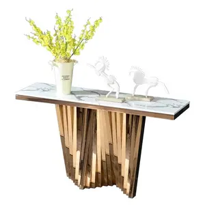 Европейский дизайн золото цвет нержавеющей стали с мраморной столешницей прихожей пристенный столик для гостиной roomGT-ST026