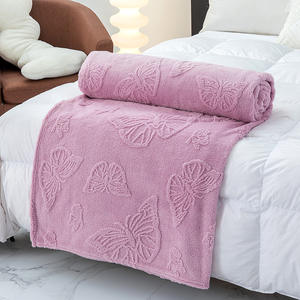 Nouveau châle de bureau de sieste en velours <span class=keywords><strong>Tave</strong></span> papillon de couleur unie, mini couverture en velours de corail Jacquard épaissi - Product Image 4
