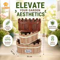 Jardinera de Madera Rústica para Flores, Caja de Madera de Eucalipto con Revestimiento Impermeable para Decoración de Jardín y Balcón