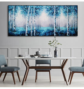 Grande Dipinto a Olio Astratto Fatto a Mano, Arte Moderna di Paesaggio Forestale con Foglia d'Oro, Decorazione Murale su Tela per Soggiorno - Product Image 5