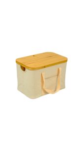 Panier de rangement Chanodug en carton et bambou, recouvert de toile, pour extérieur, grain de bois kaki, modèle FX-7205 - Product Image 5