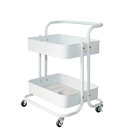 Étagère de rangement de cuisine portable en métal à trois niveaux sur roulettes, durable et multifonctionnelle avec barres de maintien