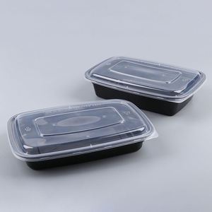 Conteneur alimentaire en plastique rectangulaire transparent noir jetable, acceptant l'impression de logo personnalisé, boîtes en plastique à emporter pour le déjeuner - Product Image 3