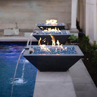 Neues Design Gas-Feuerstelle Wasserbrunnen Corten-Stahl Feuerschale Wasserfall-Feuerstelle
