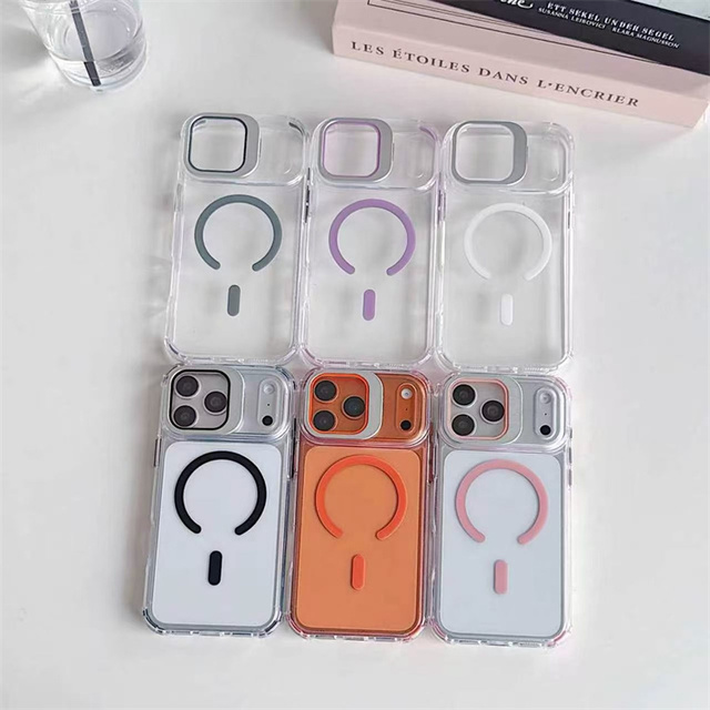 Shockproof Luxury TPU+Acrylic Lens Camera Kickstand Transparent Magnetic Mobile Phone Cases Cover for SAM S26 S25 S24/A17 A26