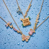 Collier Papillon Lapin en Acier Inoxydable Plaqué Or, Résistant à l'Eau et au Ternissement, Tendance TikTok, par Fanhua Jewelry