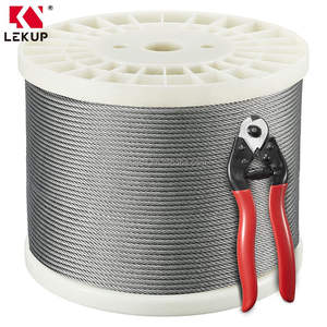 Câble en acier inoxydable T316 de 1/8 po, 305 m, pour garde-corps de terrasse, câble de construction 7x7 brins, type aviation, avec coupe-câble en acier - Product Image 1