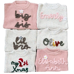 Chất Lượng Cao Thấp Moq Tùy Chỉnh Tên Dệt Kim Chunky Áo Len Tay Thêu Bé Cô Gái Áo Len - Product Image 6