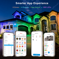 Pengontrol LED Lanskap Luar Ruangan Gouly Plus WiFi Cloud WiFi 4 Saluran 6 Zona untuk Atap, Taman, Kolam Renang dengan Deteksi Gerak