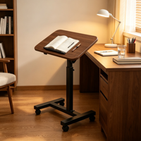 Table de chevet mobile, bureau d'ordinateur pliable réglable en hauteur avec espace de rangement pour chambre à coucher/bureau à domicile, petit appartement, bureau