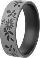 Bague d'anniversaire en silicone gravée au laser bicolore avec logo personnalisé pour elle - Bague de promesse de fiançailles flexible en caoutchouc pour femme