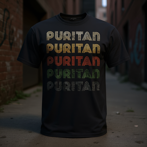 T-shirt Puritan style grunge vintage noir à col rond pour homme - Product Image 3