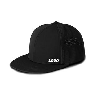 Chapeau Performance en Polyester Personnalisé Trou Laser Séchage Rapide Imperméable 6 Panneaux Couleur Unie Snapback Gorra Caps Chapeaux - Product Image 3