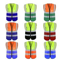 Gilet de sécurité réfléchissant personnalisé en polyester léger à haute visibilité, fermeture éclair sur le devant, jaune avec bas noir pour les travailleurs du bâtiment