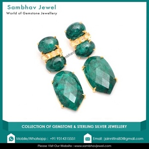 925 Sterling Silver Vintage Green <b>Emerald</b> Gemstone <b>Drop</b> <b>Earrings</b> 18k Gold Plated Handmade Women's Wedding Jewelry - Product Image 3
