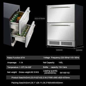 Vanace 130L Portable Wine Fridge Electric 132 Can Beverage Cooler Built-in Or Freestanding Alcoholic Drink Refrigerator