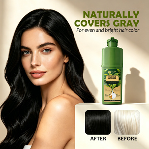 Champú Tinte para Cabello Negro con Árbol de Té 420ml, <span class=keywords><strong>Espuma</strong></span> Rica, Cobertura Rápida de Canas, Negro Natural, Sin Olor Acre, Color Duradero para Uso en Casa - Product Image 5