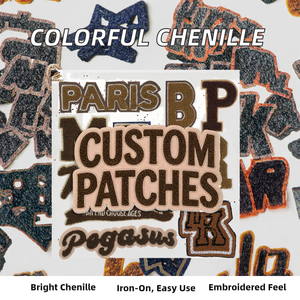 Parches Termoadhesivos de Chenilla Personalizados, Letras Bordadas de Forma Irregular para Decoración de Ropa - Product Image 2