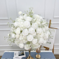 Boule de fleurs artificielles pour centre de table de mariage, roses, pivoines, grande boule de fleurs blanche pour décoration de mariage