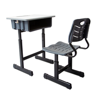Ensemble bureau et chaise réglables en hauteur à colonne unique pour salle de classe, durable, prix de gros, pour élèves du collège