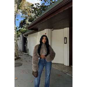 Parka Larga de Piel de Oveja Recubierta de Visón con Botones Decorativos y Estampado Teñido, Talla Grande, de Algodón Genuino - Product Image 4