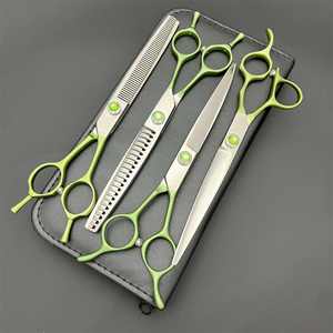 Tijeras de peluquería para mascotas de 7 pulgadas, de acero inoxidable, con hoja curva de doble punta, para cortar el pelo de perros. - Product Image 2