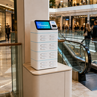 Station de location de batteries externes à charge rapide 8000 mAh à 16 emplacements avec écran tactile 8 pouces, logo et couleur personnalisables pour téléphones mobiles