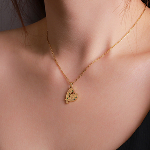 Collier pendentif cœur plaqué or 304 316 avec pierres en zircone cubique vertes, chaîne serpent, pour femme, romantique, à porter au quotidien - Product Image 1