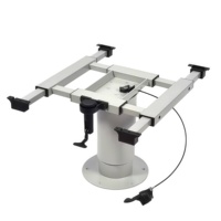 Pied de table pneumatique gris en aluminium et acier pour camping-car, avec cadre de table coulissant multidirectionnel pour remorque de camping-car