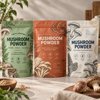 Sachet Doypack Personnalisé Imprimé pour Poudre de Champignons avec Fermeture Éclair, Emballage Alimentaire en Mylar, Refermable et Anti-Humidité