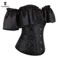 Corset de style gothique rétro vintage noir steampunk en dentelle, haut de corset à épaules dénudées, respirant, ferme, grande taille, tendance, sexy, bustier pour
