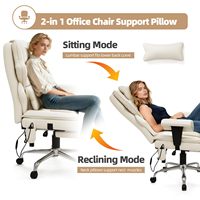 Chaise de bureau de direction ergonomique chauffante à 7 points de massage avec repose-pieds et accoudoirs réglables pour ordinateur