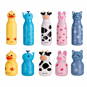 Bouteille d'eau isotherme en acier inoxydable pour enfants avec logo personnalisé, motif animal, mignonne, thermos de dessin animé pour cadeau scolaire - Product Image 4