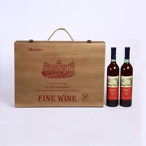 Chainlink Spot Wholesale Red Wine Wooden Box Wooden Packaging Box Six Pieces Packed In Spring Festival Gift Wine Box