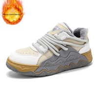 Chaussures d'hiver et décontractées en PU avec semelle extérieure en PVC, doublure en peluche, chaudes et polyvalentes, style Hong Kong, livraison gratuite