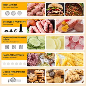 Robot culinaire multifonction 3-en-1 silencieux de 5,7 L avec mixeur, hachoir à viande et batteur sur socle pour pâte et gâteaux - Product Image 5