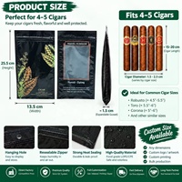 Sac à tabac compact en similicuir-Pochette élégante avec fermeture à glissière pour sac d'emballage de cigare de stockage de tabac