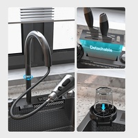 Évier de cuisine en acier inoxydable noir en nid d'abeille avec écran numérique intelligent LED et robinet cascade multifonction pour hôtel