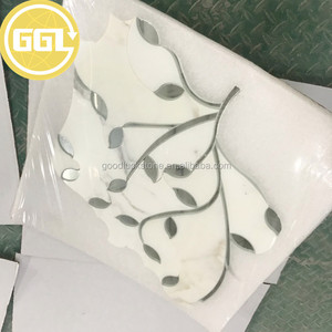 Ý calacatta vàng bằng đá cẩm thạch Phòng Tắm Gạch Ốp Tường Bằng Tia Nước Mosaic - Product Image 2